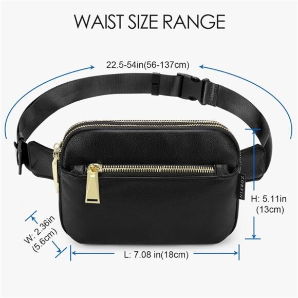 Leather Fanny Pack for Women Men: Crossbody Belt Bag with Adjustable Strap - Picture 2 of 7
